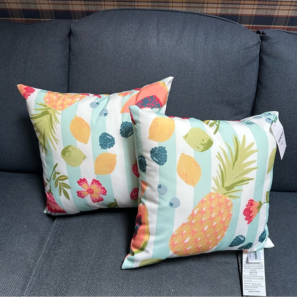 Sonoma Tropical Fruit Outdoor Accent Pillows - Multicolor set of 2